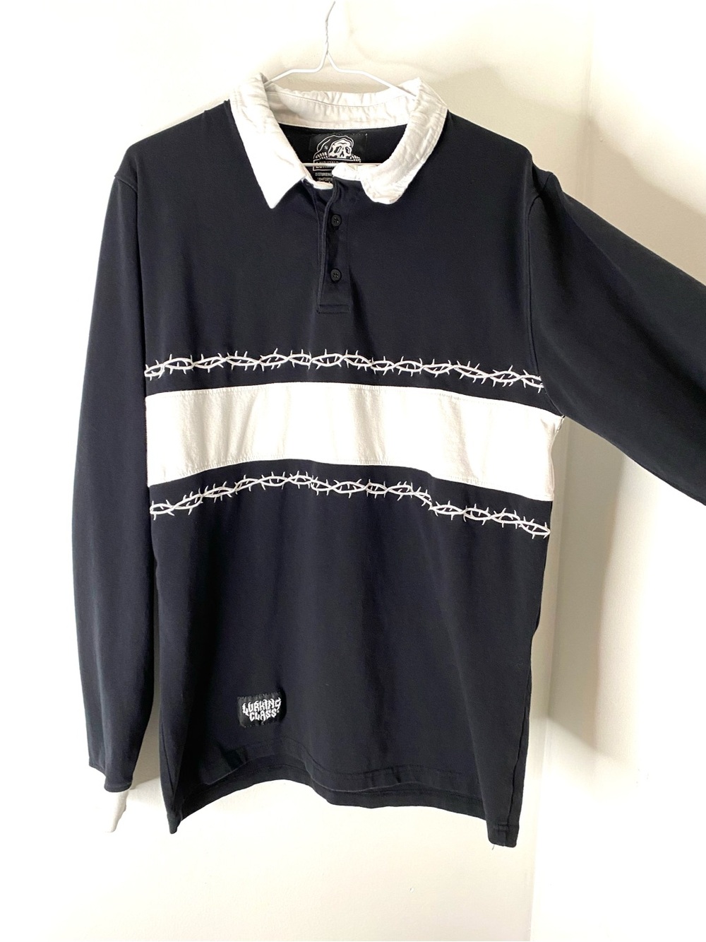 Lurking Class Y2K Black White Gothic Long Sleeve Barbed Wire Stripe Streetwear